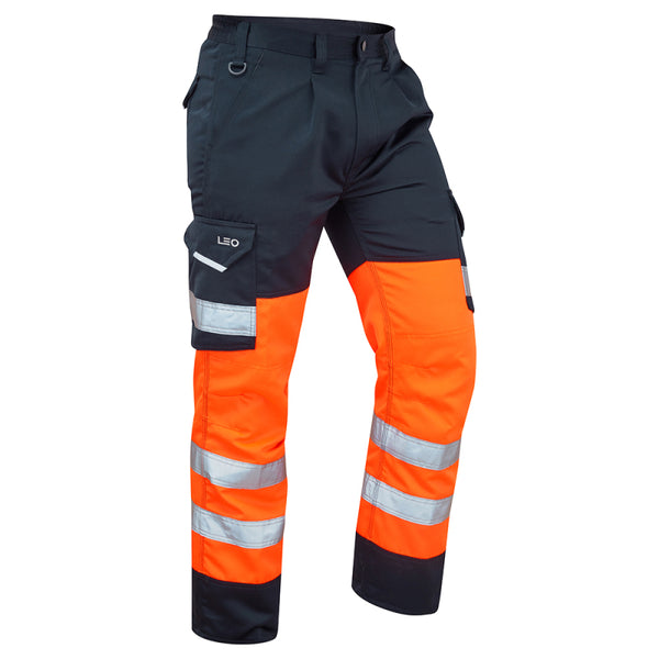 LEO BIDEFORD Hi-Vis Poly-Cotton Cargo Hi-Vis Trouser Pants Orange