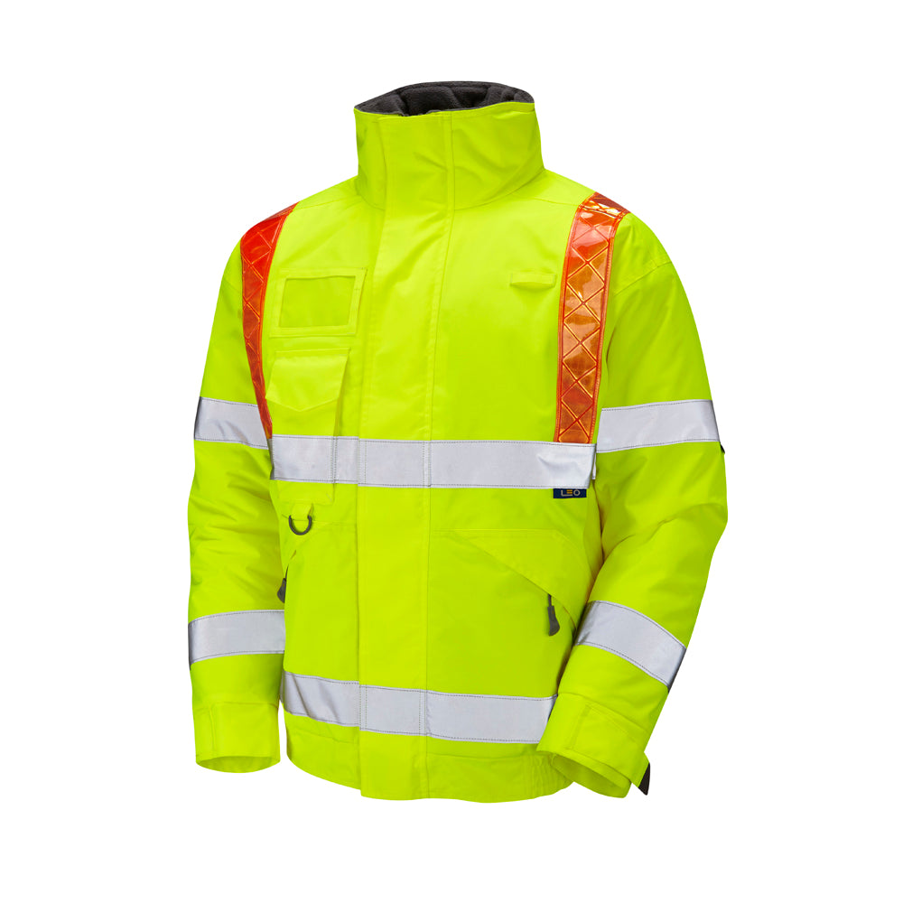 LEO PORTMORE Orange Brace Superior Hi-Vis Bomber Jacket