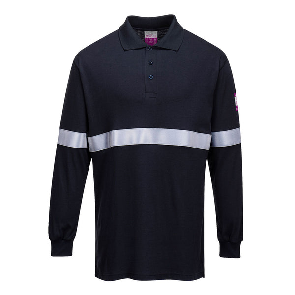 Flame Resistant Anti-Static Long Sleeve Polo Shirt with Reflective Tape FR03