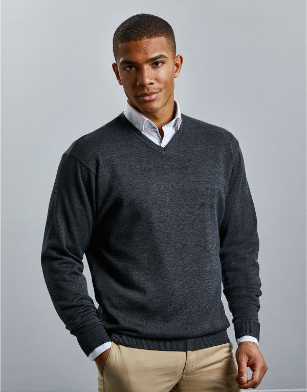 Russell Collection Men's V-Neck Knitted Pullover 710M 710M