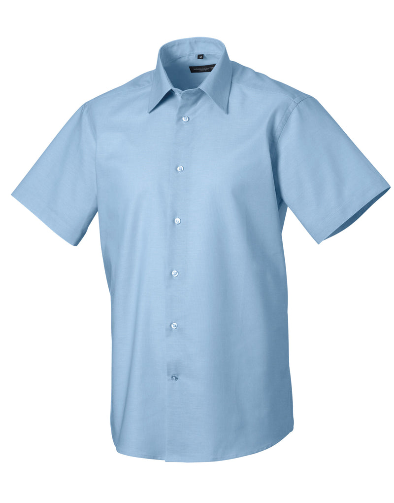 Russell Collection Men's Short Sleeve Tailored Oxford Shirt 923M