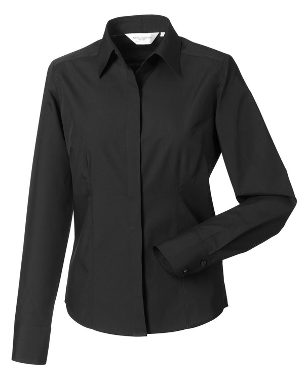 Russell Collection Ladies' Long Sleeve Fitted Polycotton Poplin Shirt 924F