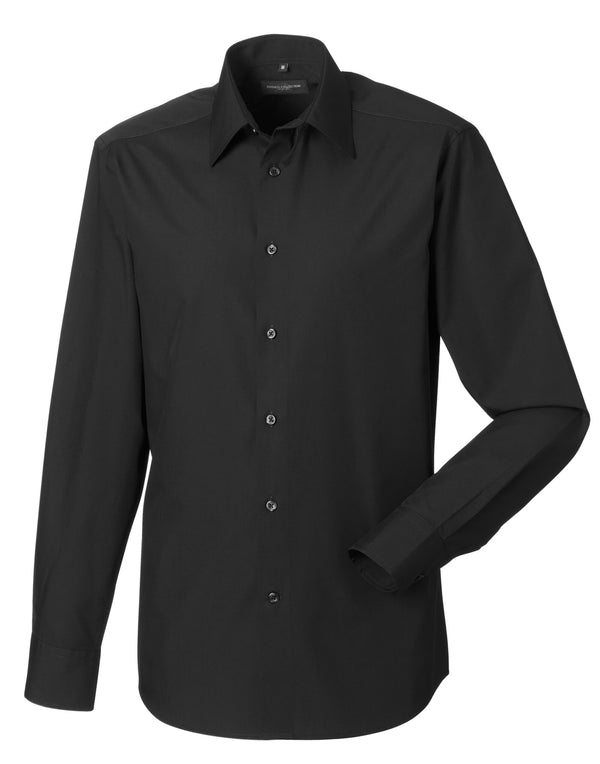 Russell Collection Men's Long Sleeve Tailored Polycotton Poplin Shirt 924M