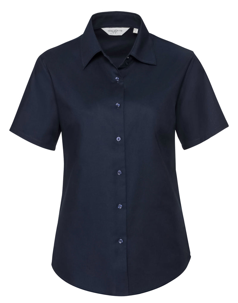Russell Collection Ladies' Short Sleeve Tailored Oxford Shirt 933F