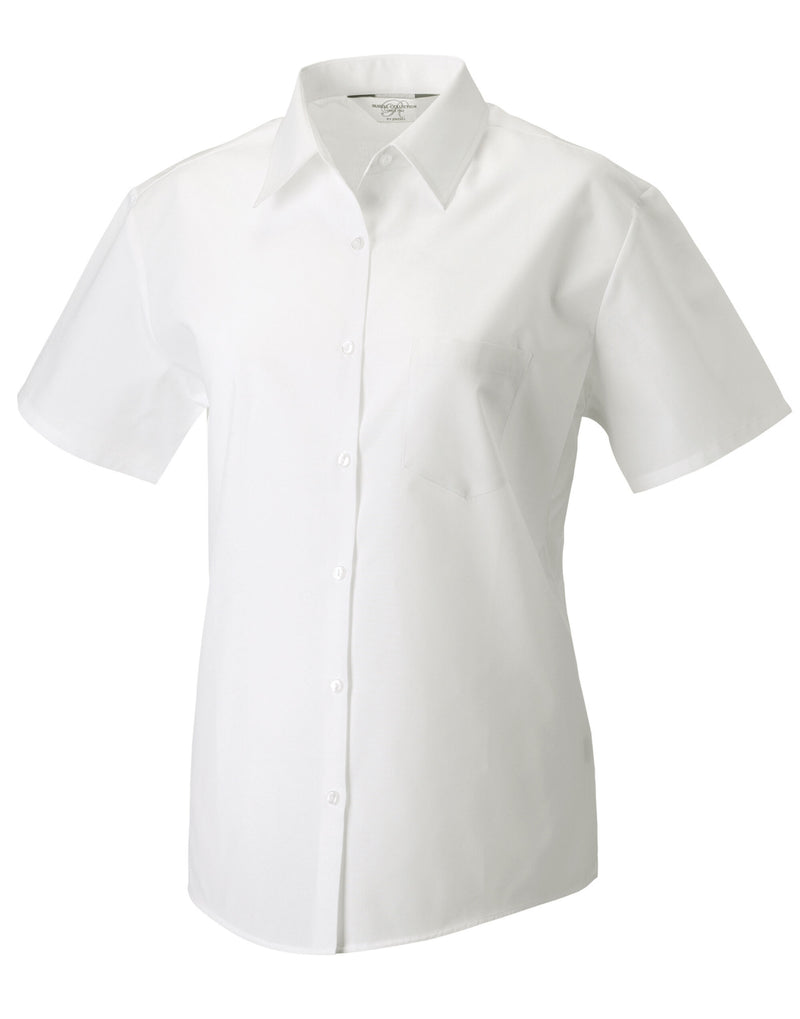 Russell Collection Ladies' Short Sleeve Classic Polycotton Poplin Shirt 935F