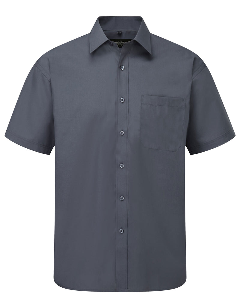 Russell Collection Men's Short Sleeve Classic Polycotton Poplin Shirt 935M