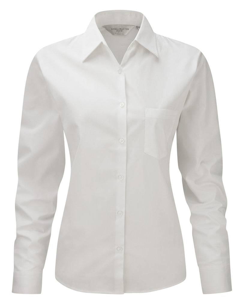 Russell Collection Ladies' Long Sleeve Classic Pure Cotton Poplin Shirt 936F