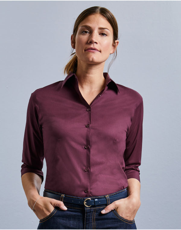 Russell Collection Ladies' 3/4 Sleeve Fitted Stretch Shirt 946F 946F