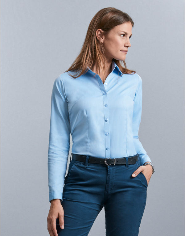Russell Collection Ladies' Long Sleeve Tailored Herringbone Shirt 962F 962F