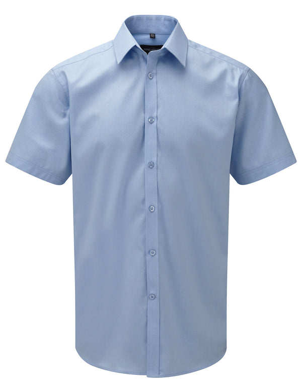 Russell Collection Men's Short Sleeve Tailored Herringbone Shirt 963M