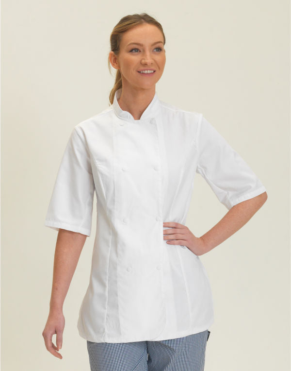Dennys Ladies' Short Sleeve Fitted Chef's Jacket DD33S DD33S