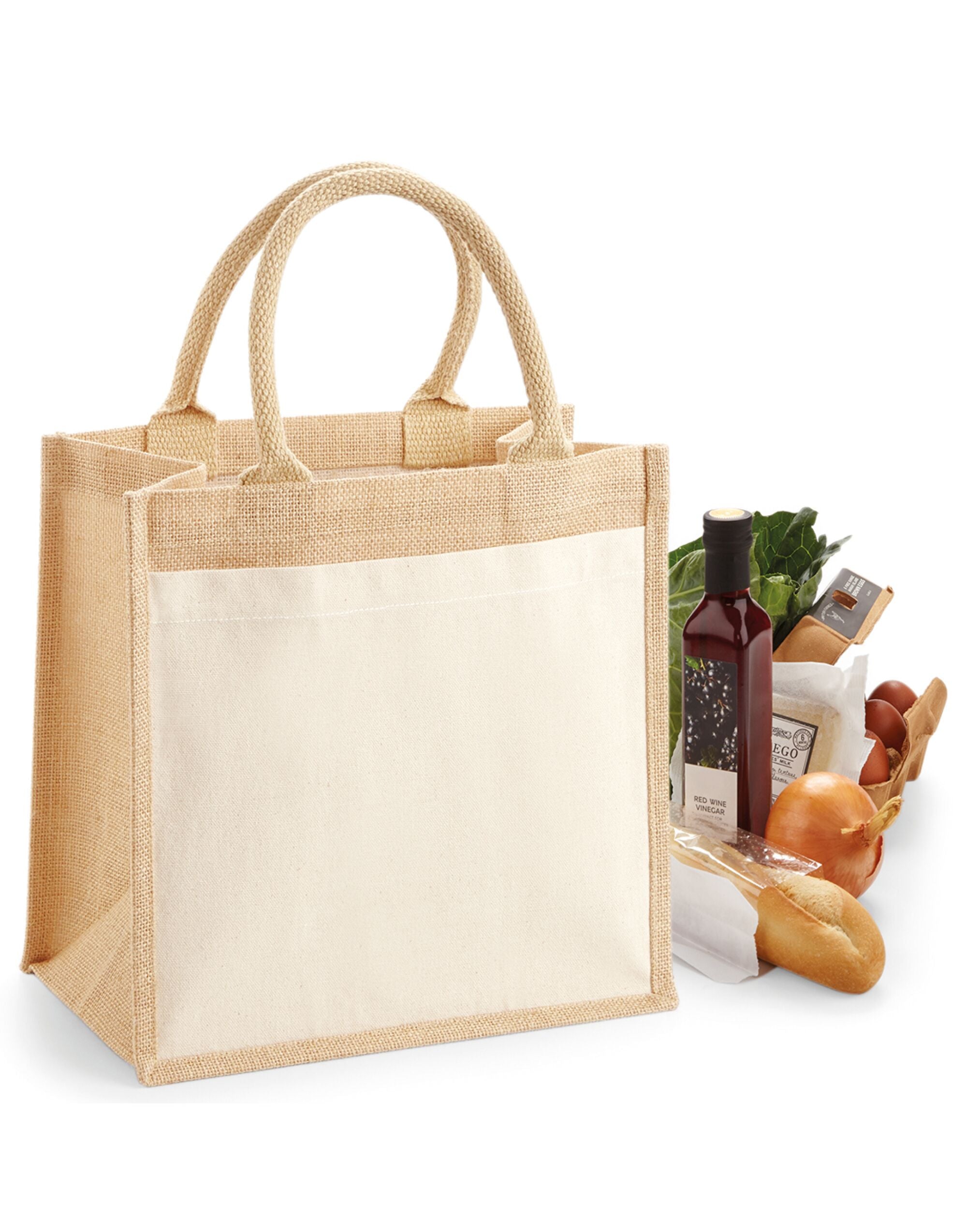 Westford Mill Cotton Pocket Jute Midi Tote W426