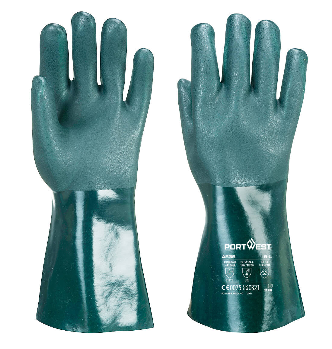 Portwest Double Dipped PVC Gauntlet Glove 35cm A835