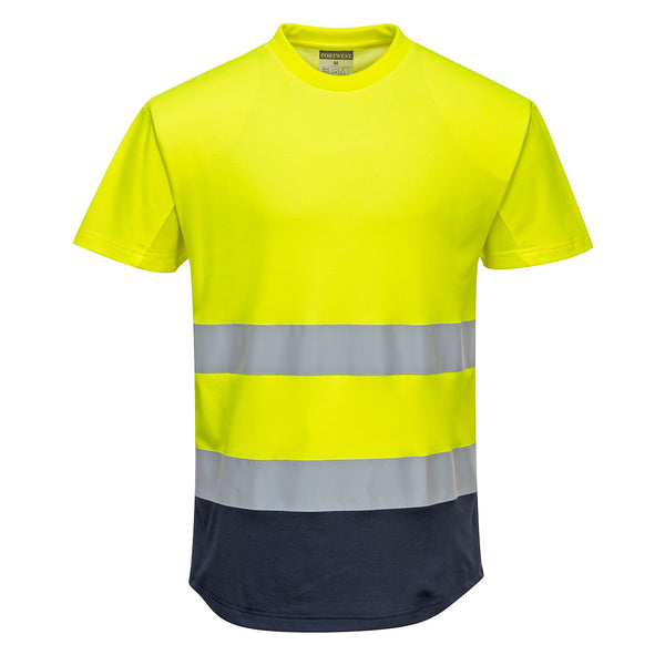 Portwest Hi-Vis Contrast Mesh Insert T-Shirt Short Sleeve C395