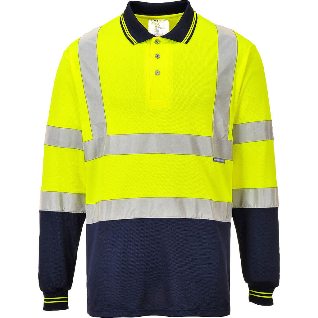 Portwest Hi-Vis Contrast Polo Shirt Long Sleeve S279