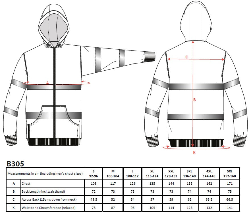 Portwest Hi-Vis Zipped Hoodie B305