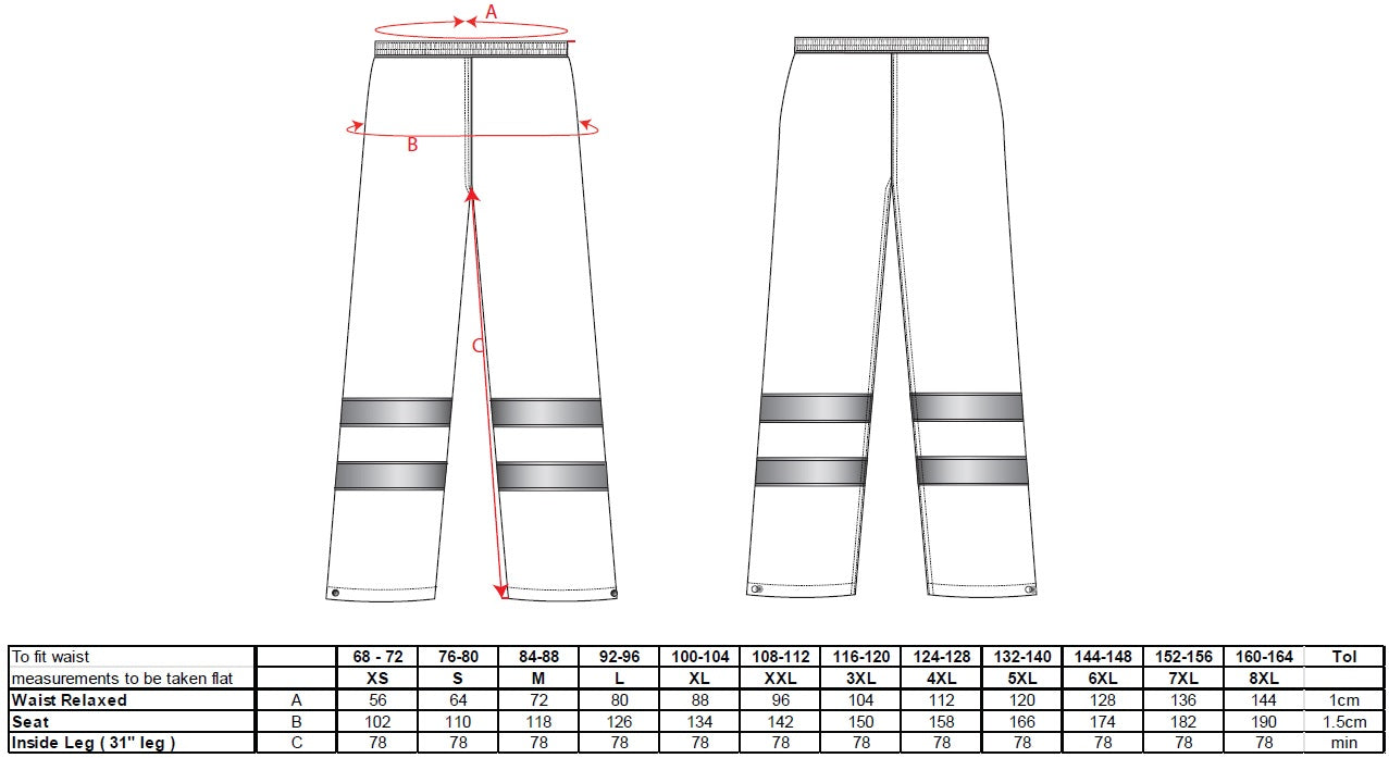 Portwest Hi-Vis Rain Trousers H441