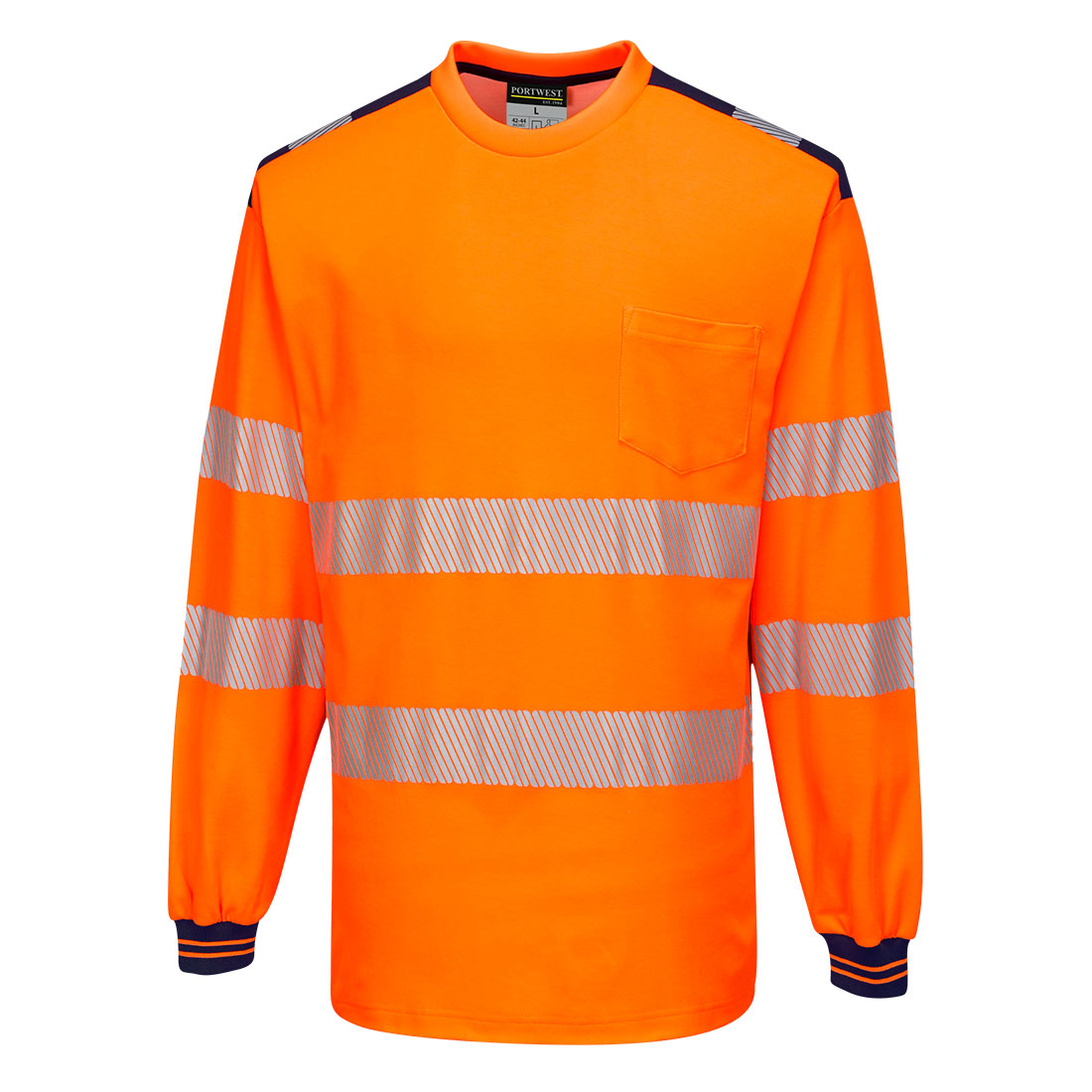 Portwest PW3 Hi-Vis Cotton Comfort T-Shirt Long Sleeve T185