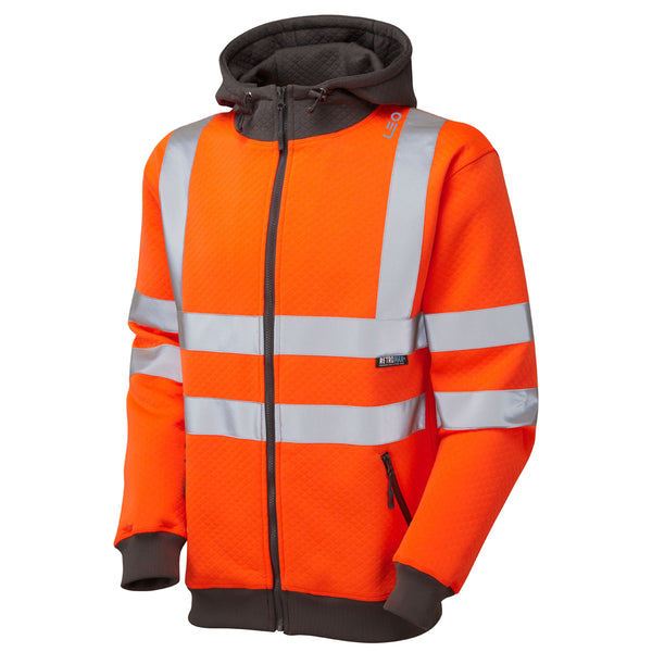 LEO SAUNTON  Full Zip Hooded Hi-Vis Sweatshirt