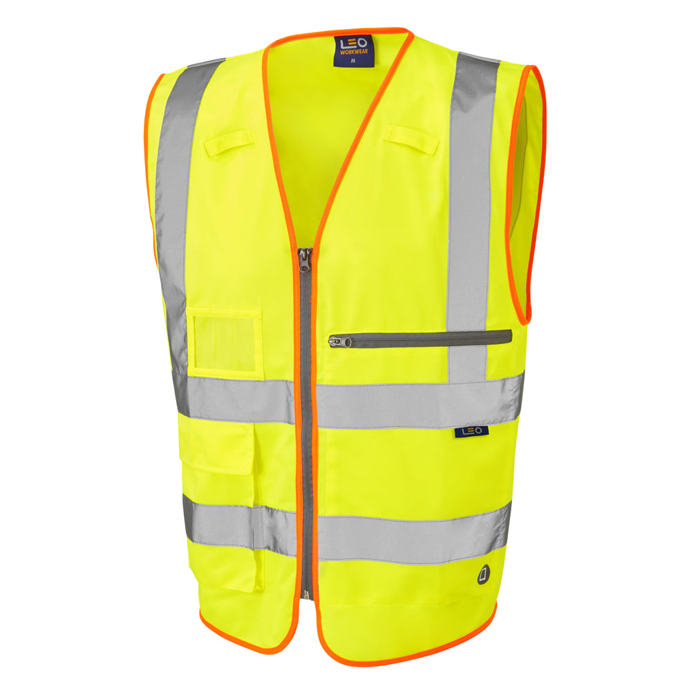 LEO FORELAND  Superior Hi-Vis Waistcoat Vest with Tablet Pocke