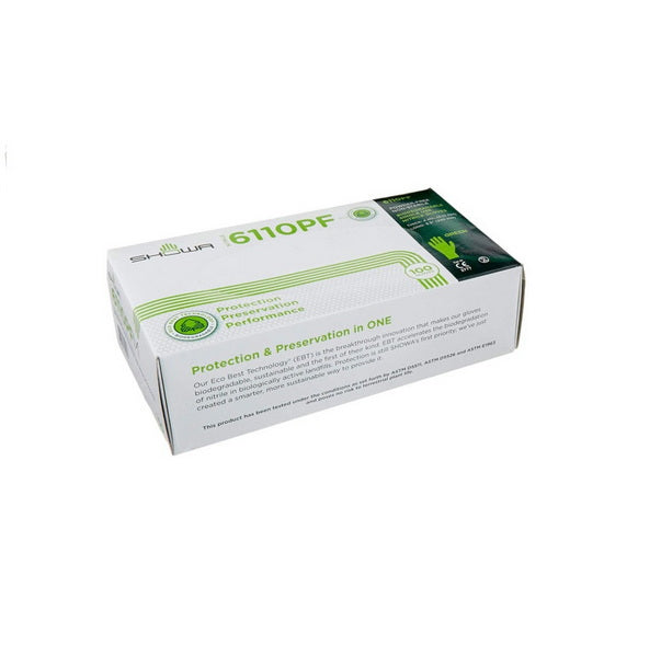 Showa 6110PF Biodegradable Nitrile Disposable Gloves (Box of 100)