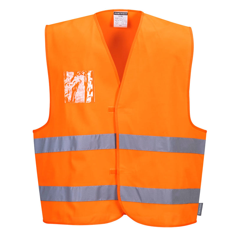 Hi-Vis Two Band Dual ID Holder Safety Vest  C475
