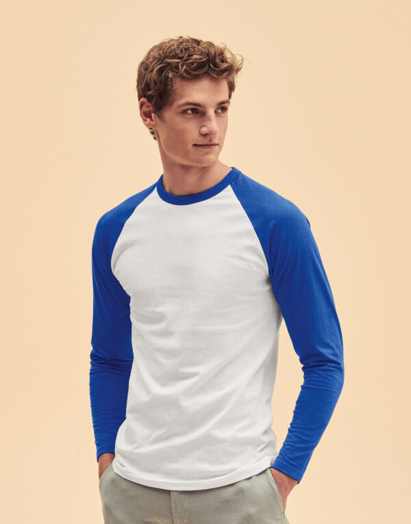 Fruit Of The Loom Men's Valueweight Long Sleeve Baseball T-Shirt 61028 61028