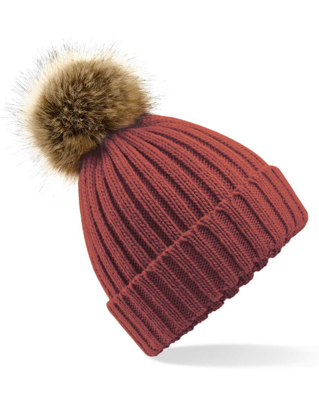 Beechfield  Faux Fur Pom Pom Chunky Beanie B412