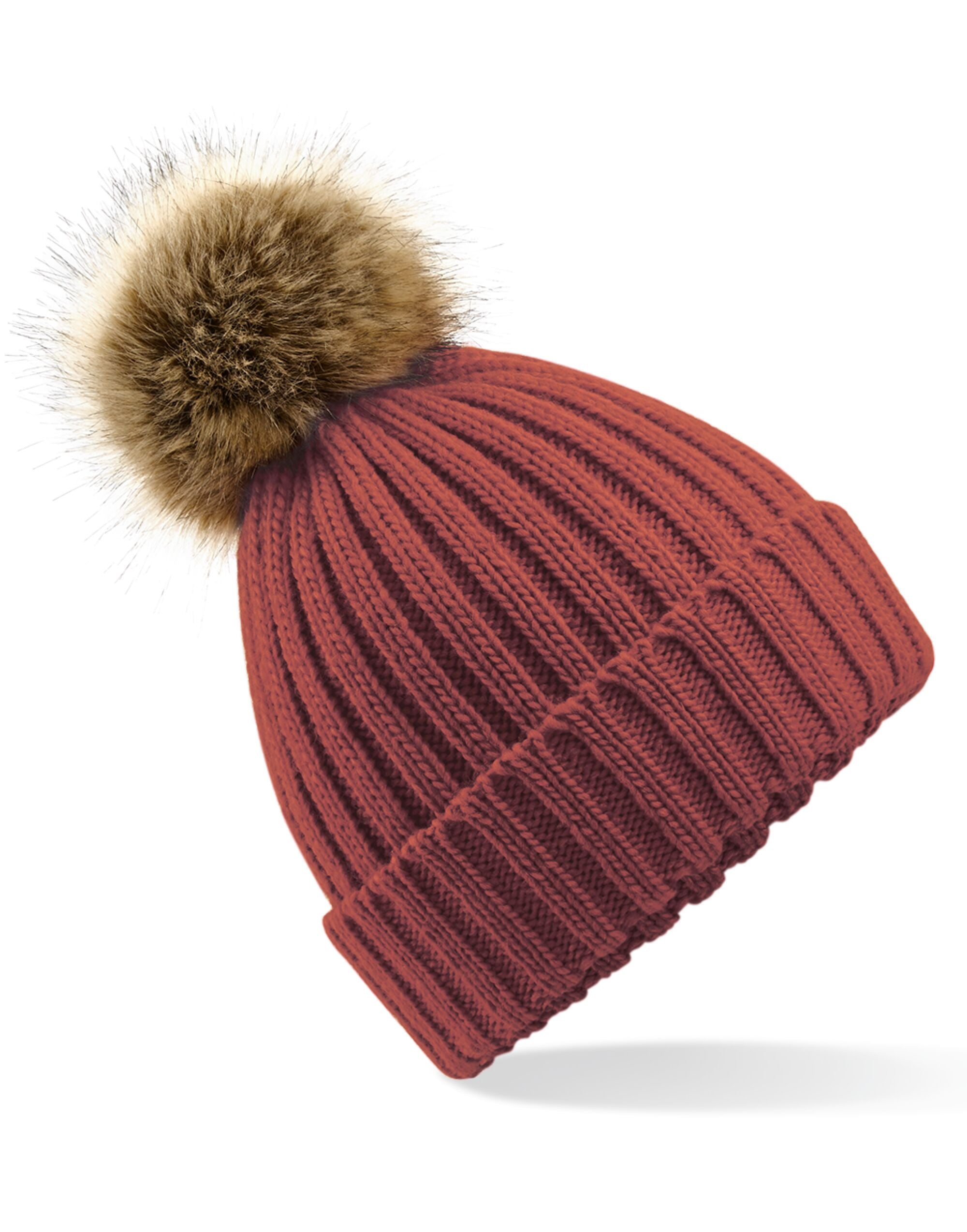 Beechfield  Faux Fur Pom Pom Chunky Beanie B412