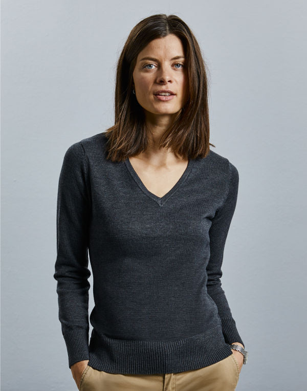 Russell Collection Ladies' V-Neck Knitted Pullover 710F 710F