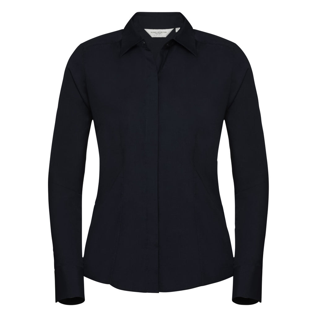 Russell Collection Ladies' Long Sleeve Fitted Polycotton Poplin Shirt 924F