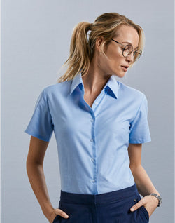 Russell Collection Ladies' Short Sleeve Tailored Oxford Shirt 933F 933F