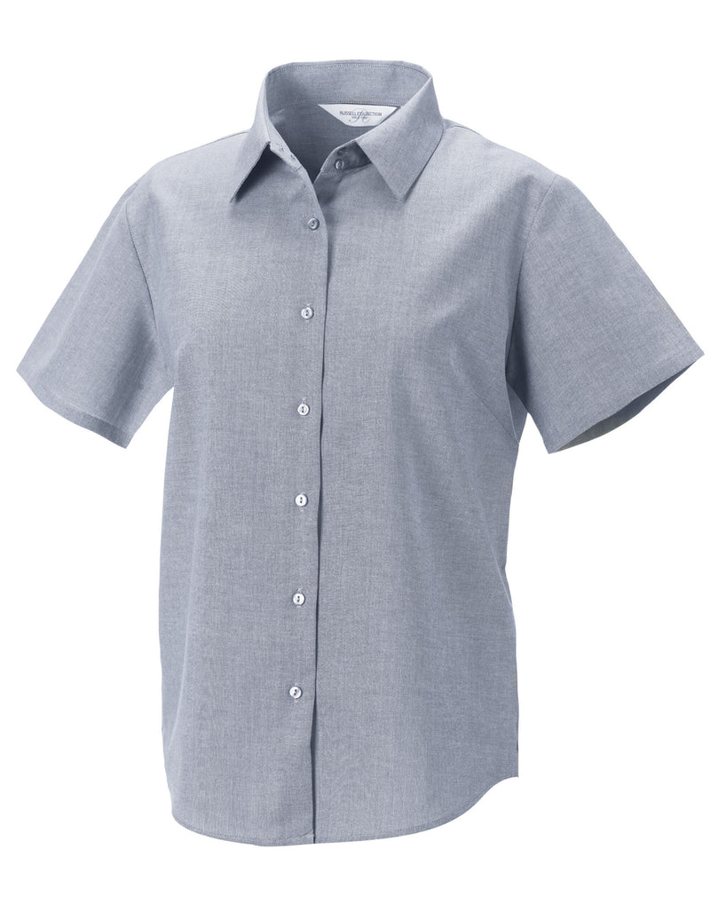 Russell Collection Ladies' Short Sleeve Tailored Oxford Shirt 933F