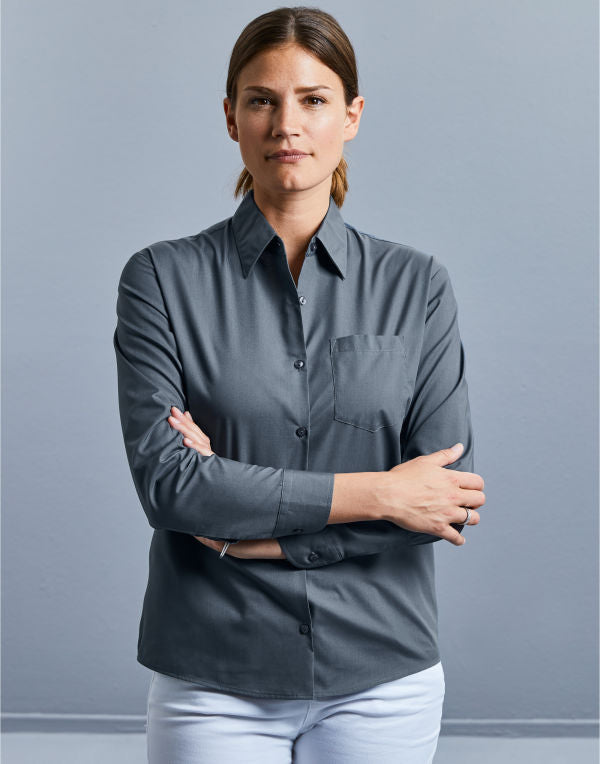 Russell Collection Ladies' Long Sleeve Classic Polycotton Poplin Shirt 934F 934F