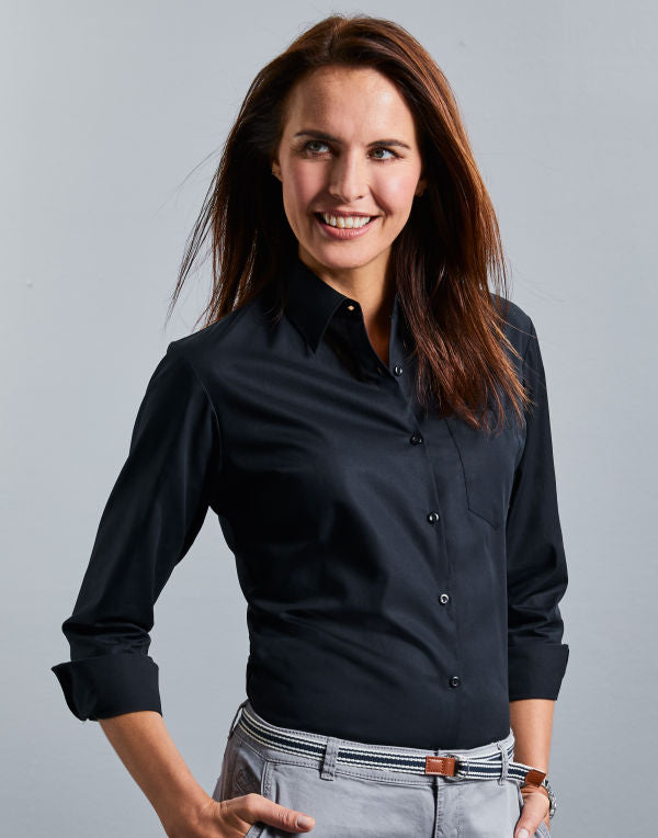 Russell Collection Ladies' Long Sleeve Classic Pure Cotton Poplin Shirt 936F 936F