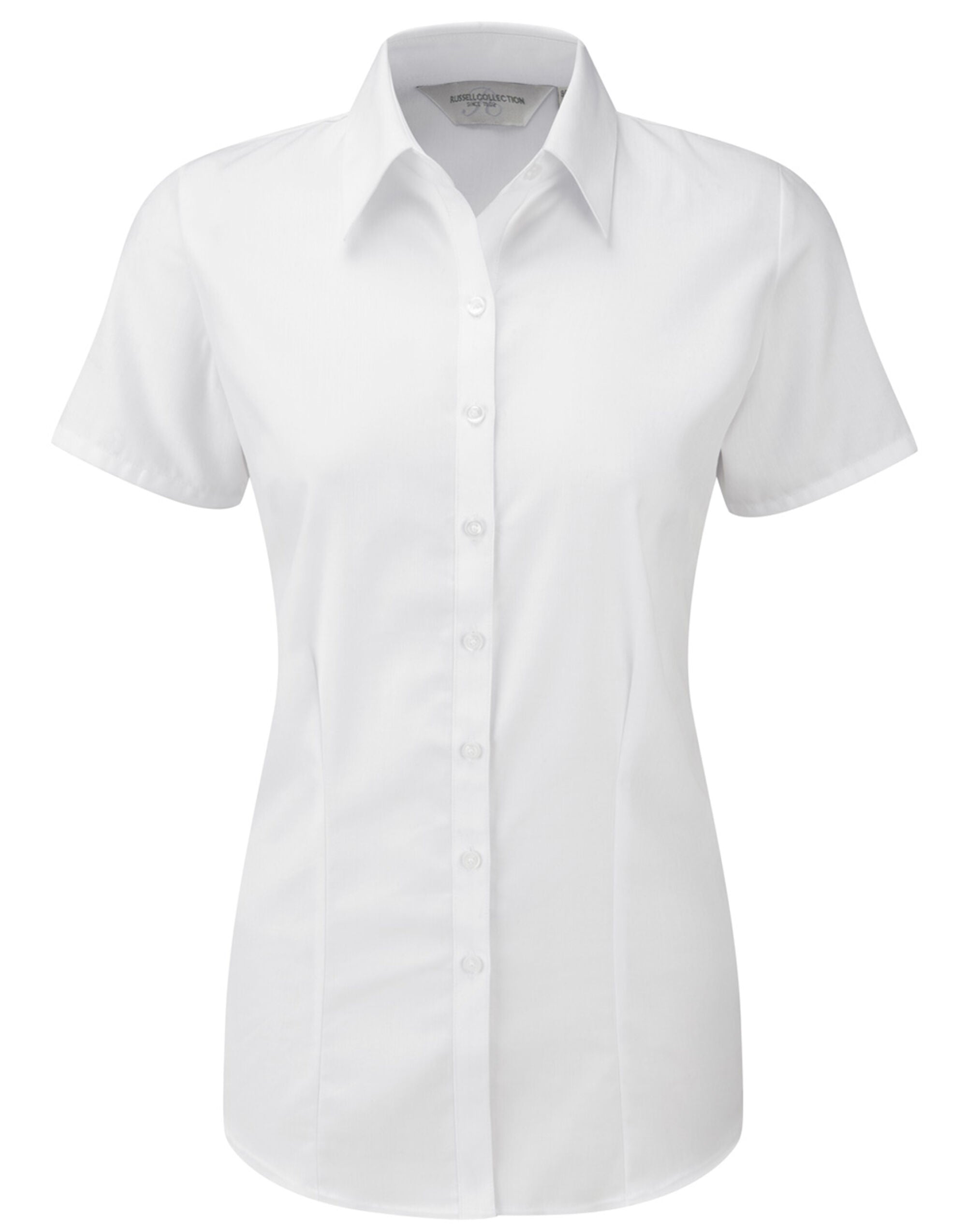 Russell Collection Ladies' Short Sleeve Tailored Herringbone Shirt 963F