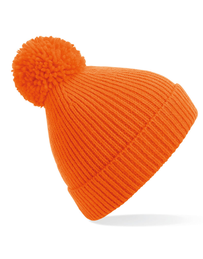 Beechfield  Engineered Knit Ribbed Pom Pom Beanie B382