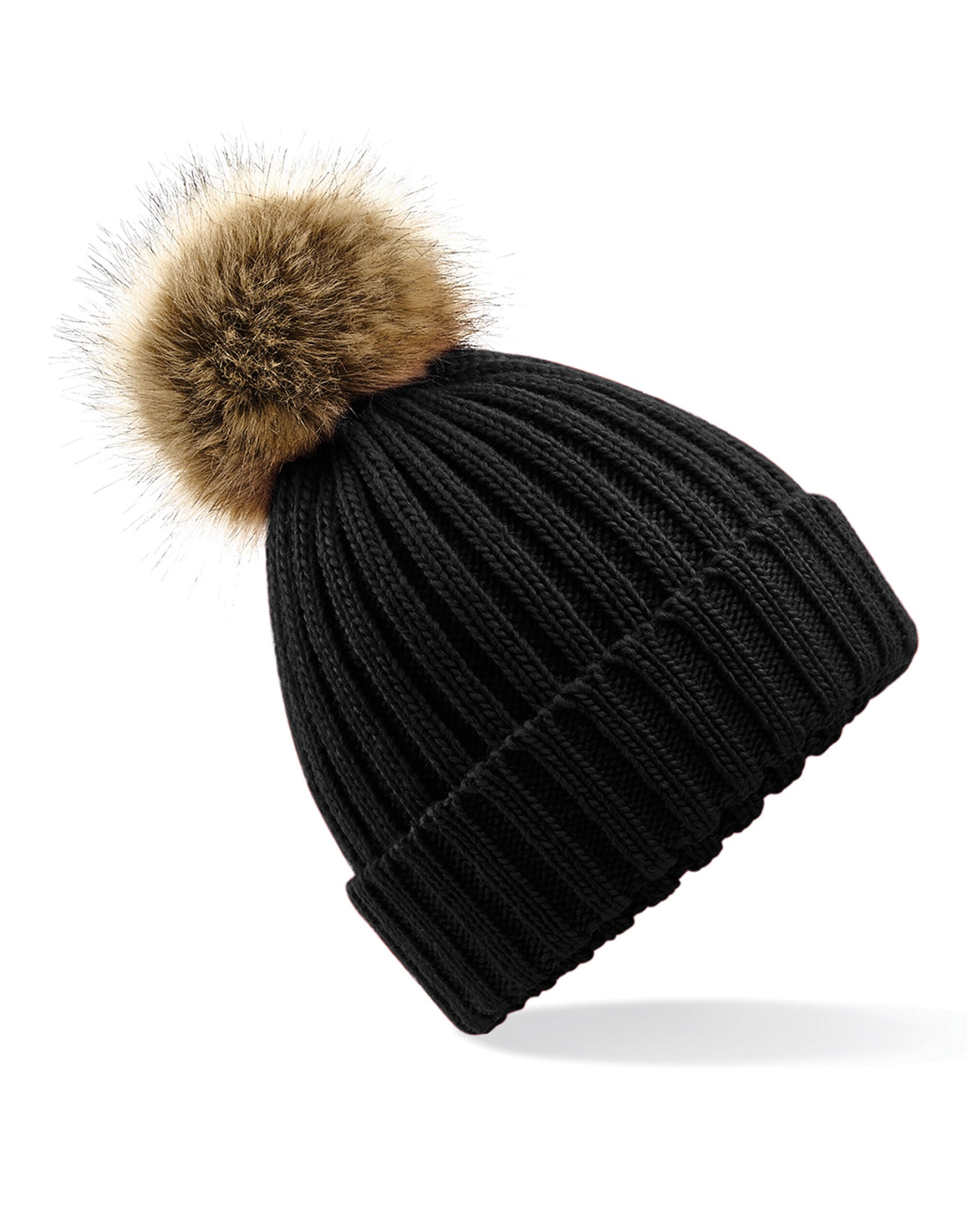 Beechfield  Faux Fur Pom Pom Chunky Beanie B412