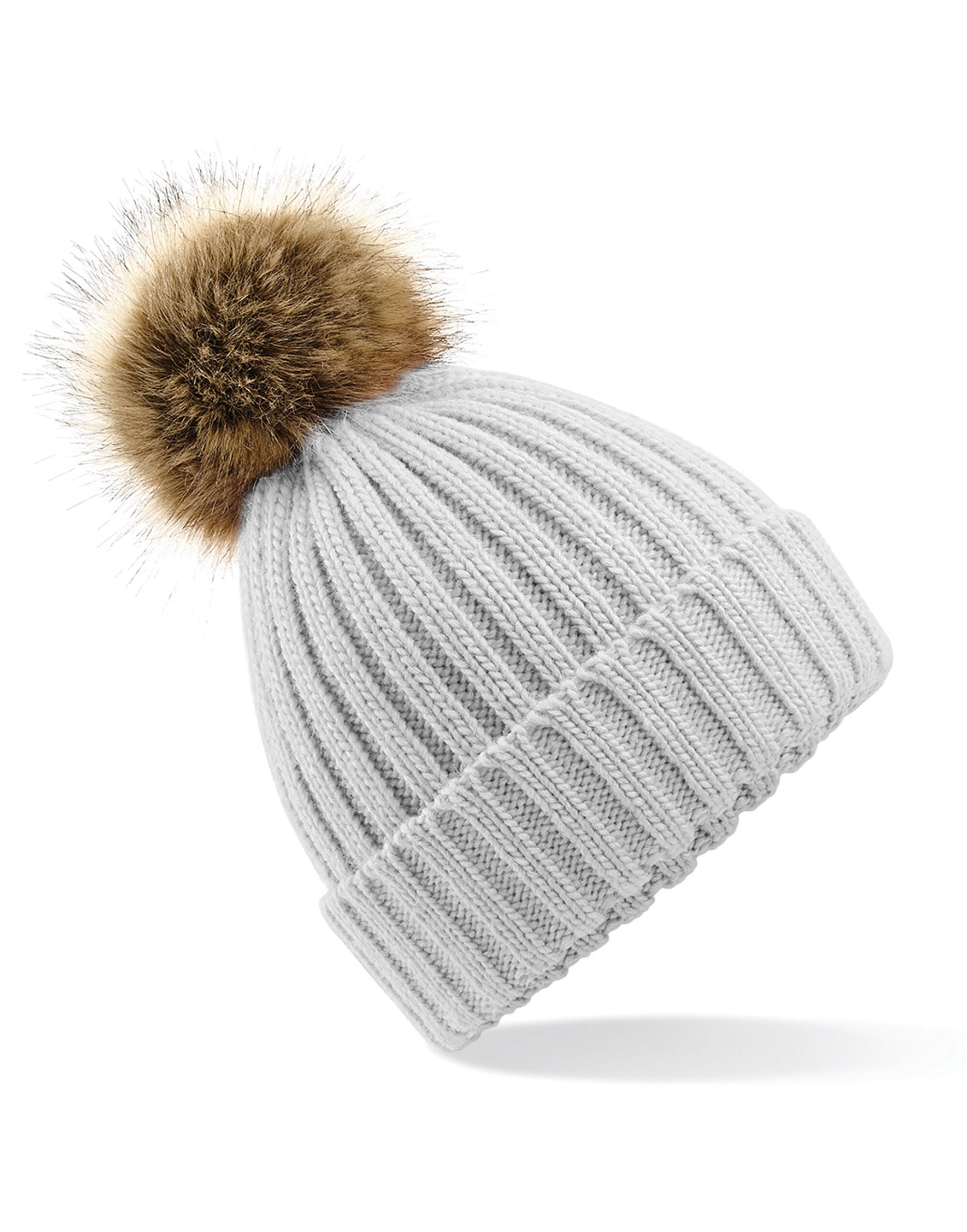 Beechfield  Faux Fur Pom Pom Chunky Beanie B412