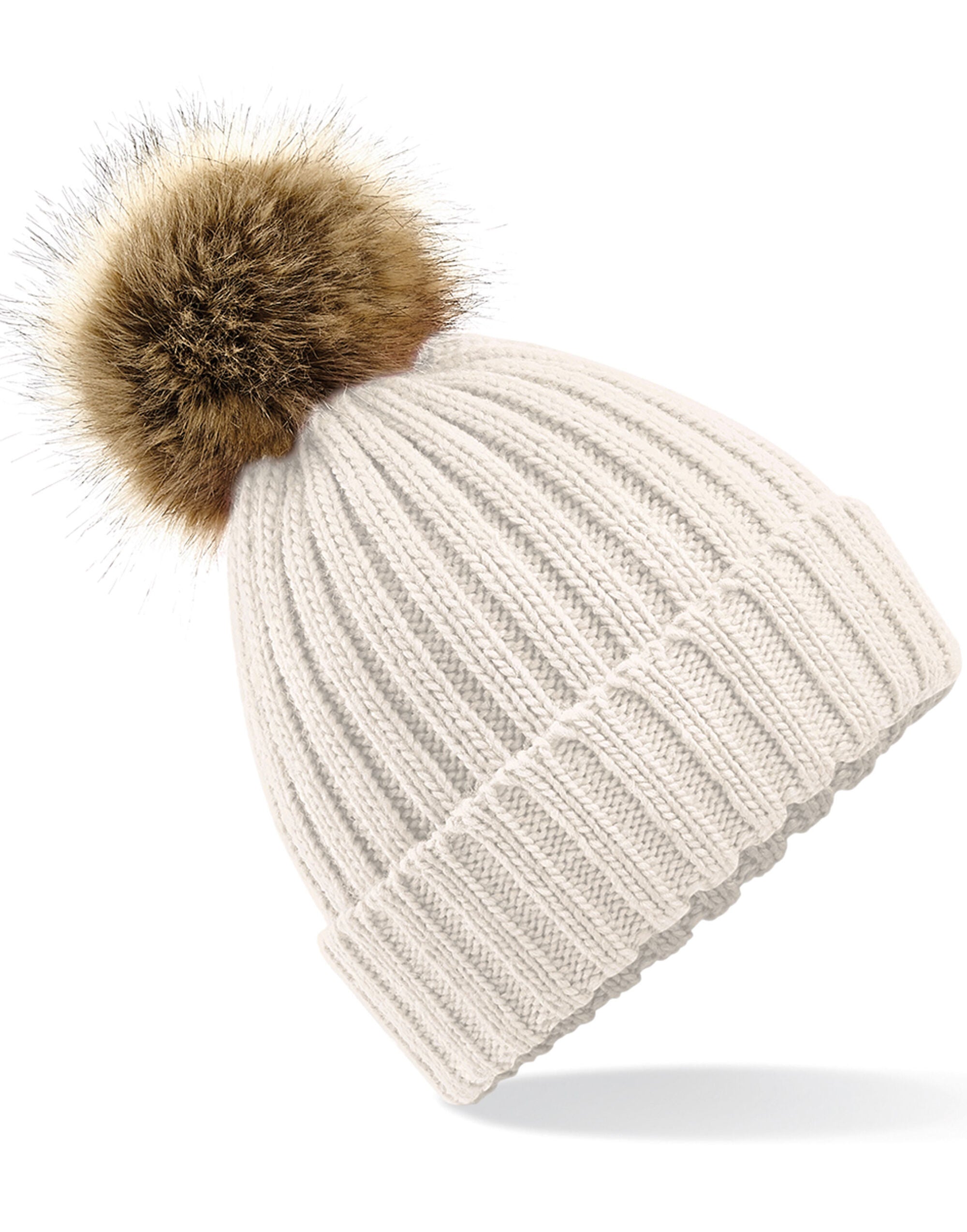 Beechfield  Faux Fur Pom Pom Chunky Beanie B412
