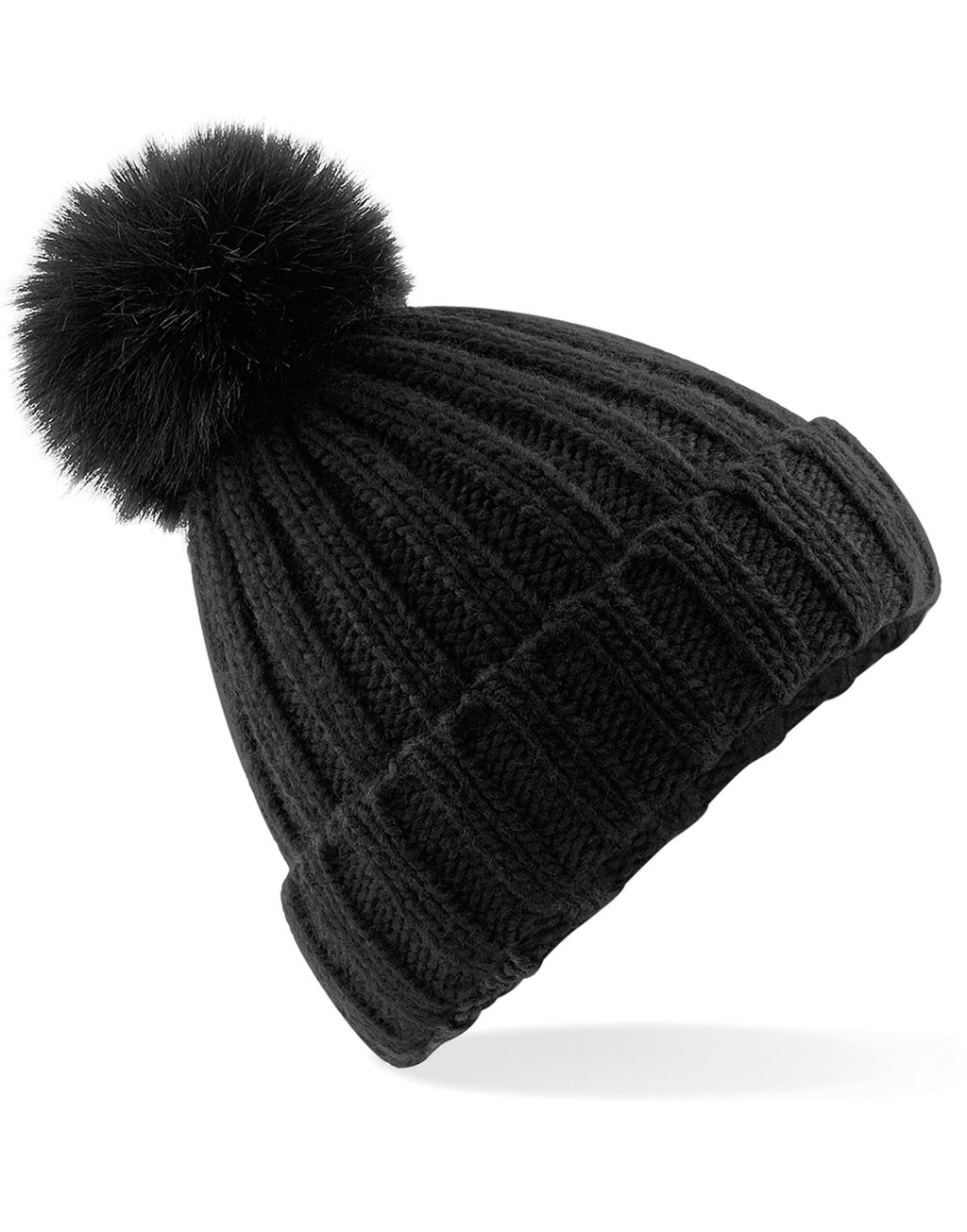 Beechfield  Verbier Faux Fur Pop Pom Chunky Beanie B413