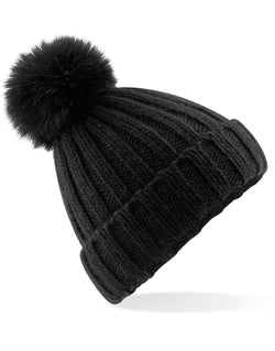 Beechfield  Verbier Faux Fur Pop Pom Chunky Beanie B413