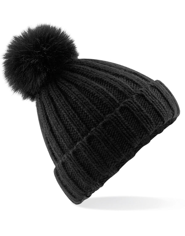 Beechfield  Verbier Faux Fur Pop Pom Chunky Beanie B413