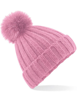 Beechfield  Verbier Faux Fur Pop Pom Chunky Beanie B413 B413