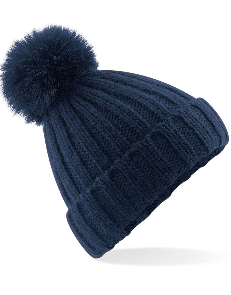 Beechfield  Verbier Faux Fur Pop Pom Chunky Beanie B413